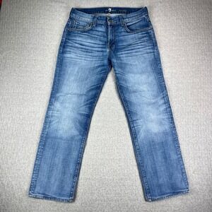 7 For All Mankind Carsen Jeans Mens 31X28) Blue Straight Leg Stretch Denim